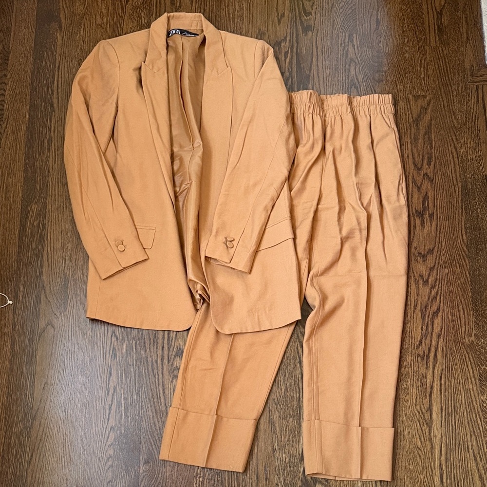 Tan Blazer and Pants Set